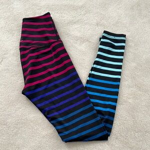 Striped Athletic Leggings with Multicolor Stripes
